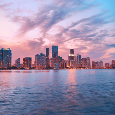 downtown Miami durning beautiful sunset